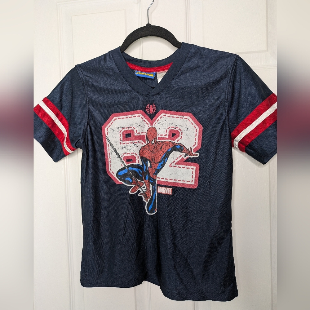 Marvel Spider-Man Kids Navy and Red Jersey Boys Size 10/12